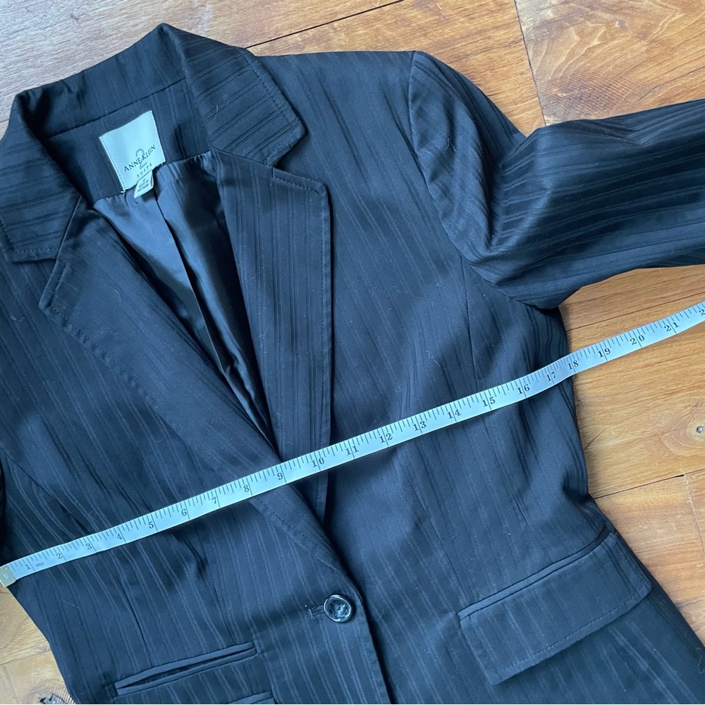 Anne Klein 2 Black Cotton Striped Blazer & Pants Suit Set size 6 - Picture 7 of 15